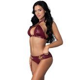 Exposed Lingerie Juno Burgundy Jewel Two Piece Set - - Her Fetish